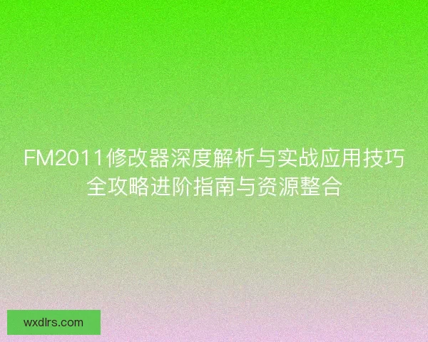 FM2011修改器深度解析与实战应用技巧全攻略进阶指南与资源整合