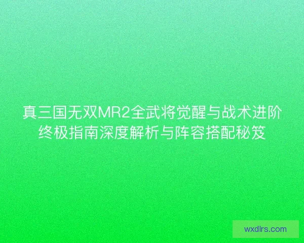 真三国无双MR2全武将觉醒与战术进阶终极指南深度解析与阵容搭配秘笈