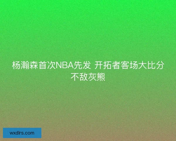 杨瀚森首次NBA先发 开拓者客场大比分不敌灰熊