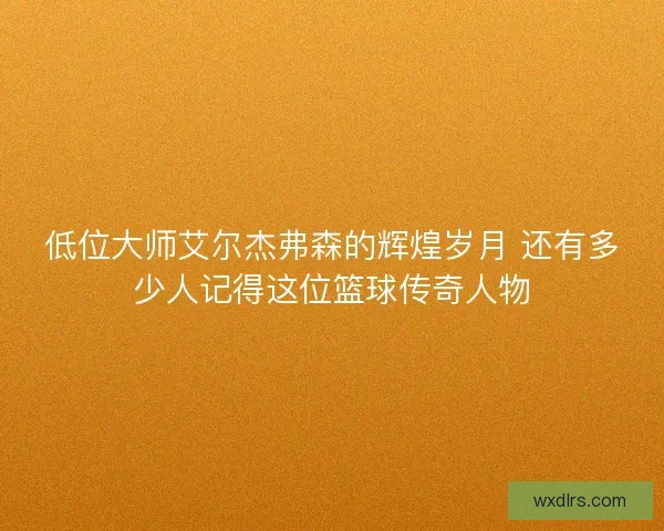 低位大师艾尔杰弗森的辉煌岁月 还有多少人记得这位篮球传奇人物